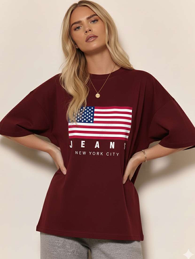 women printed short sleeve oversized t-shirt