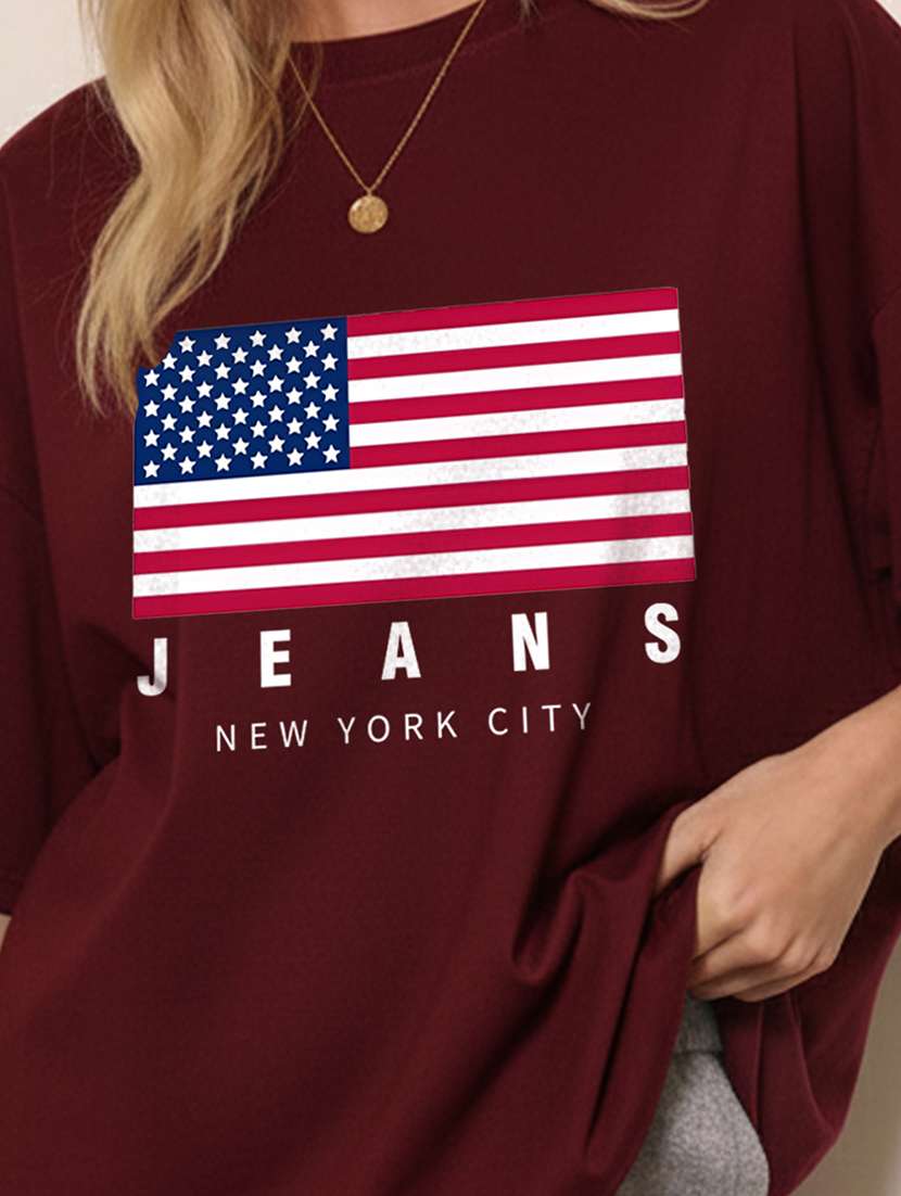 women printed short sleeve oversized t-shirt - 22466805 -  Standard Image - 3