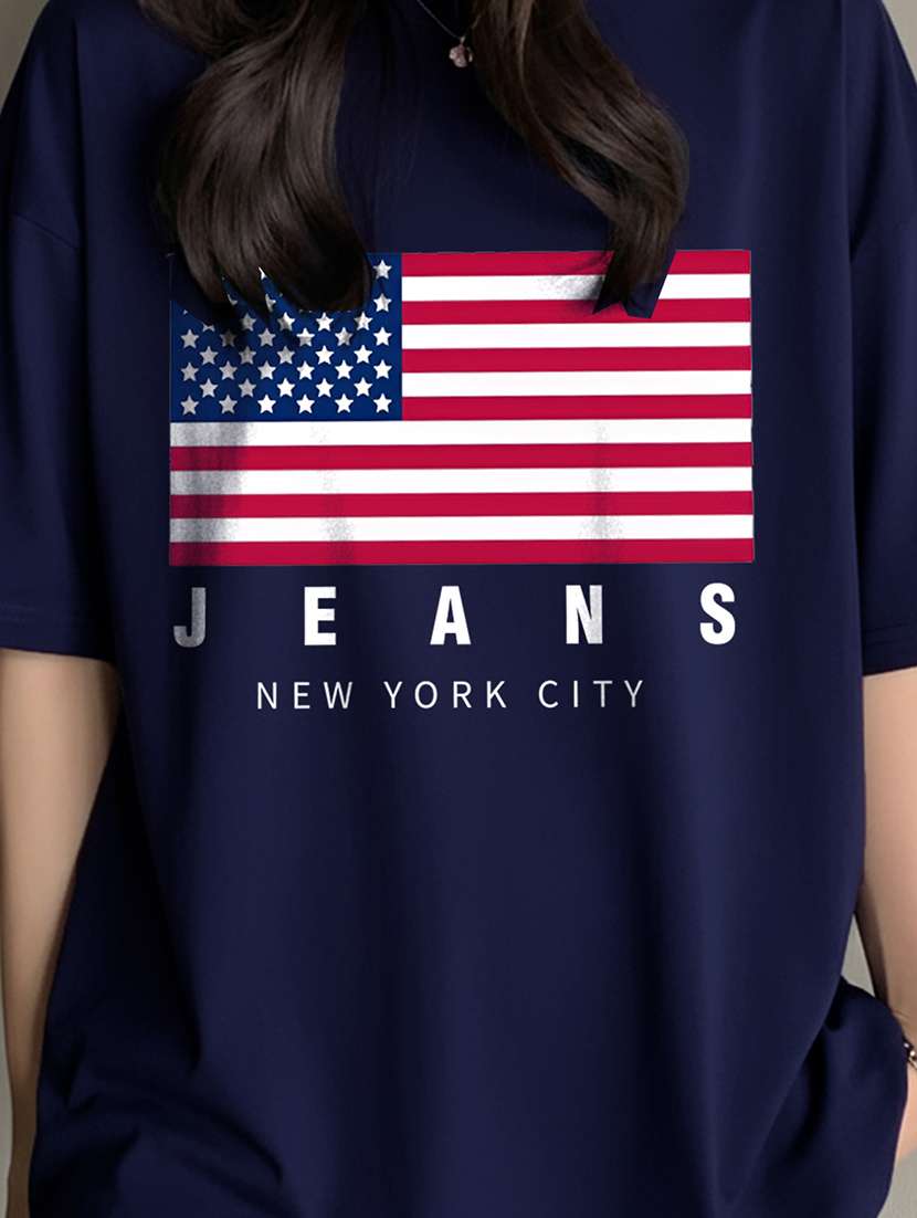 women printed short sleeve oversized t-shirt - 22466807 -  Standard Image - 3