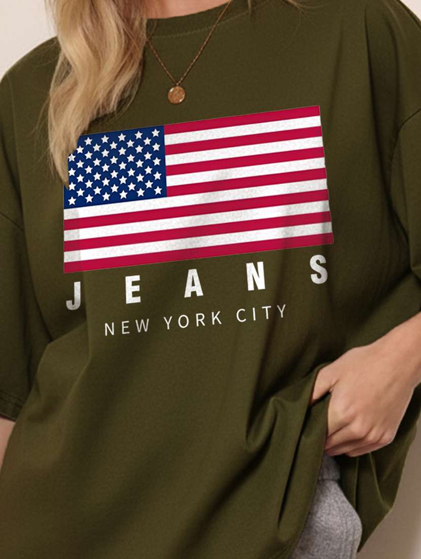 women printed short sleeve oversized t-shirt - 22466808 -  Standard Image - 3