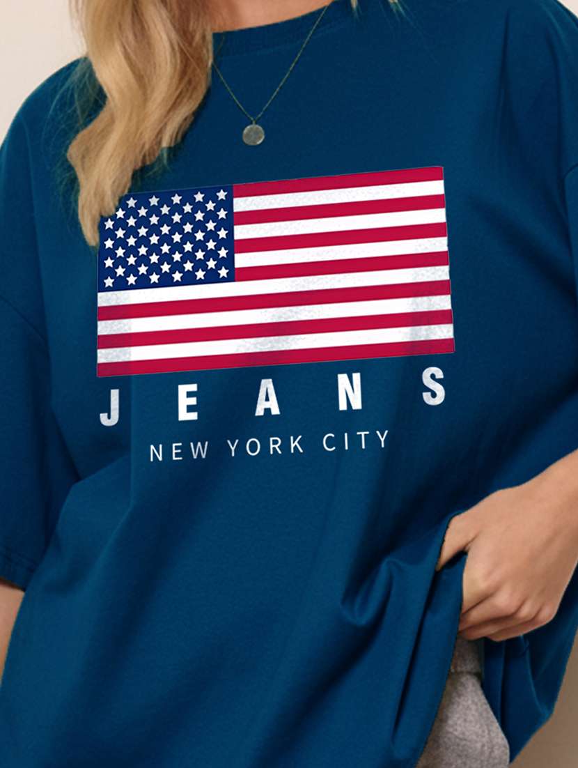 women printed short sleeve oversized t-shirt - 22466811 -  Standard Image - 3