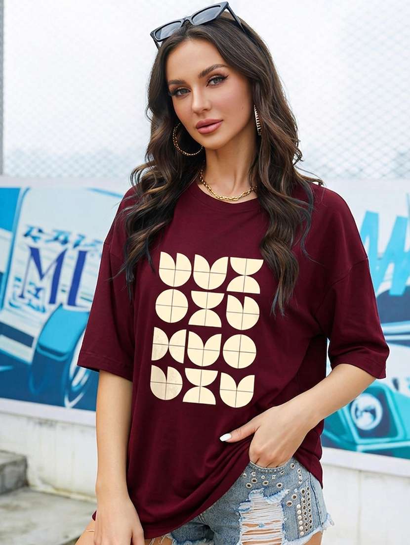 women printed short sleeve oversized t-shirt
