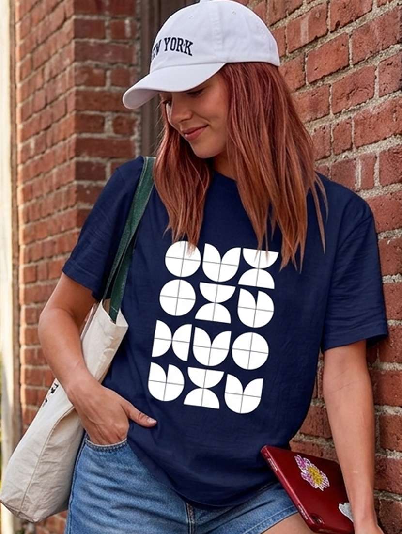 women printed short sleeve oversized t-shirt