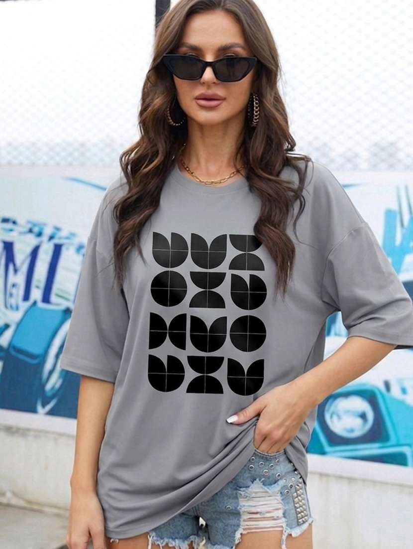 women printed short sleeve oversized t-shirt