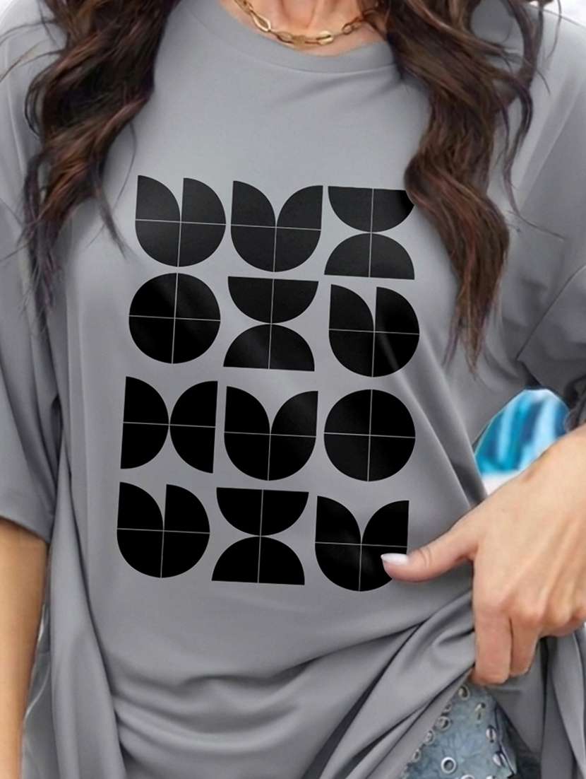 women printed short sleeve oversized t-shirt - 22466854 -  Standard Image - 3