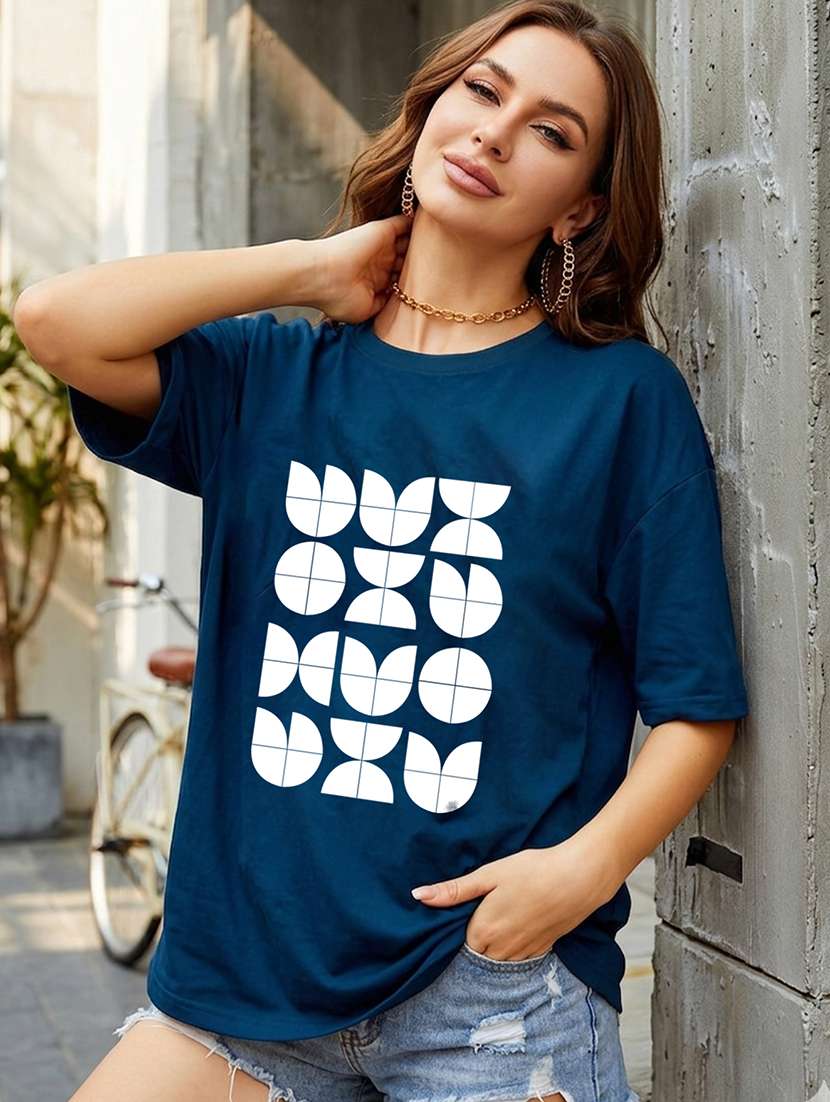 women printed short sleeve oversized t-shirt