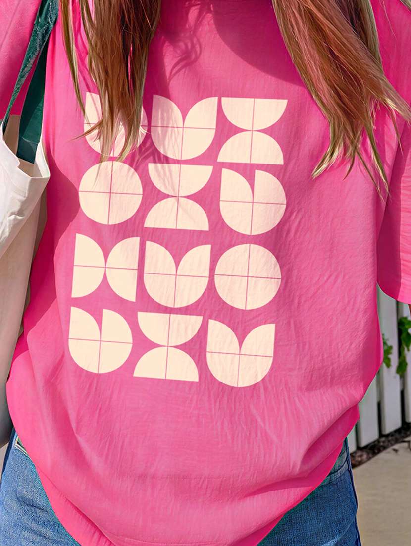 women printed short sleeve oversized t-shirt - 22466857 -  Standard Image - 3