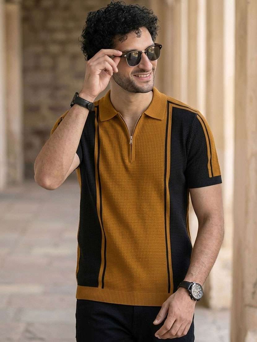men color block short sleeve regular fit polo t-shirt