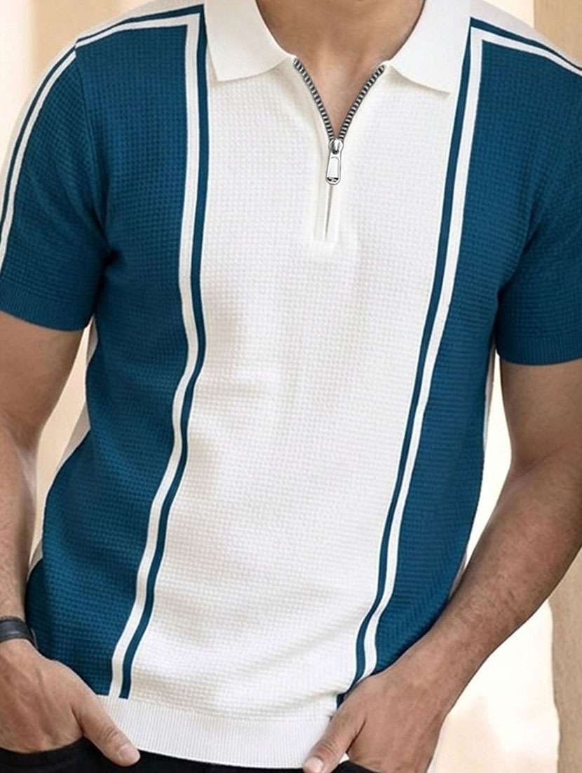 men color block short sleeve regular fit polo t-shirt - 22467034 -  Standard Image - 3