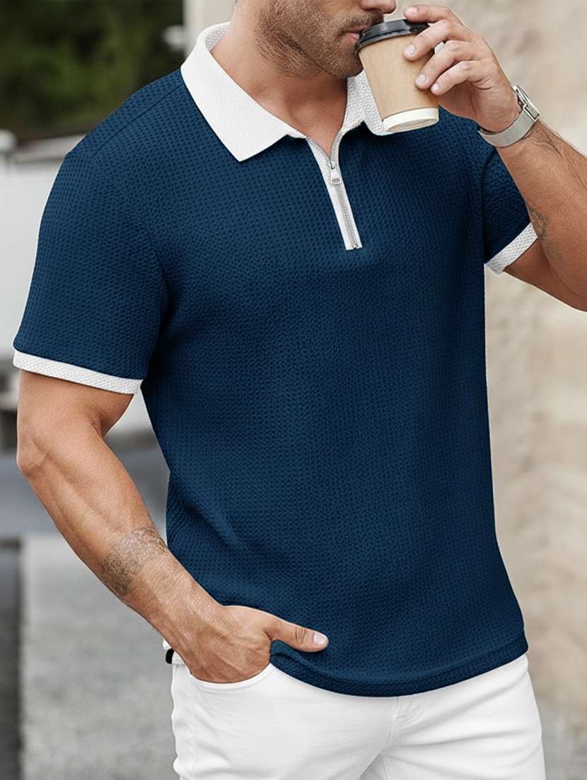 men self design short sleeve regular fit polo t-shirt
