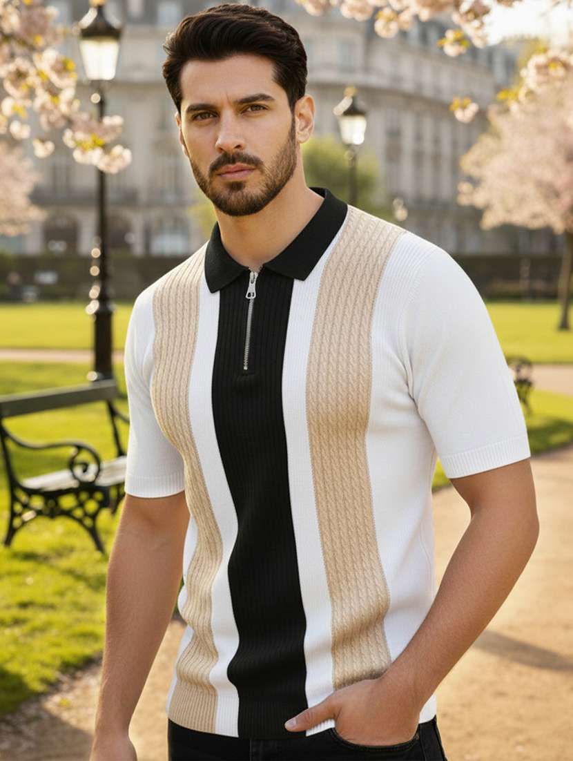 men color block short sleeve regular fit polo t-shirt