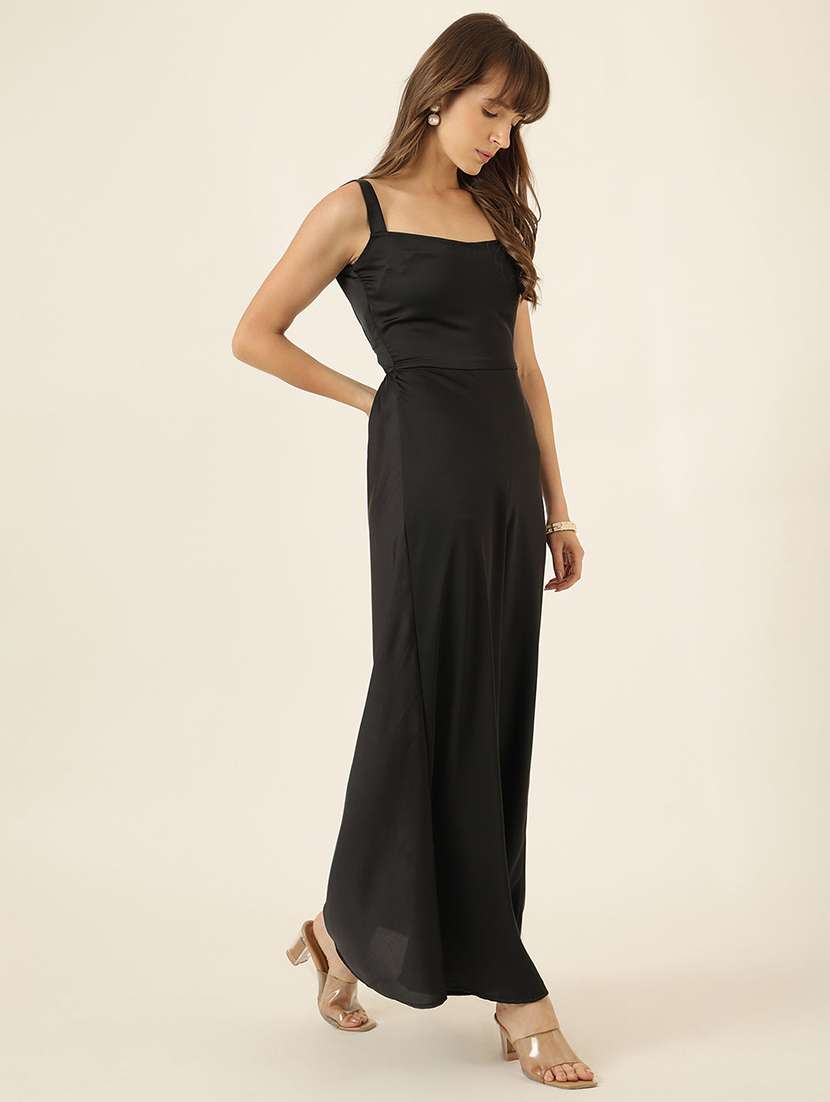 women solid shoulder strap a-line maxi dress - 22467471 -  Standard Image - 3