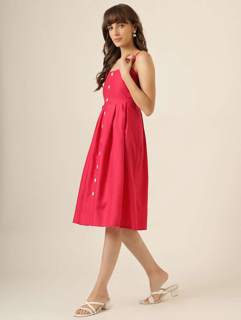 Women Solid Shoulder Strap A-line Dress - 22467473 -  Standard Image - 3