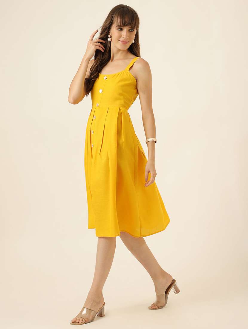 women solid shoulder strap a-line dress - 22467474 -  Standard Image - 3