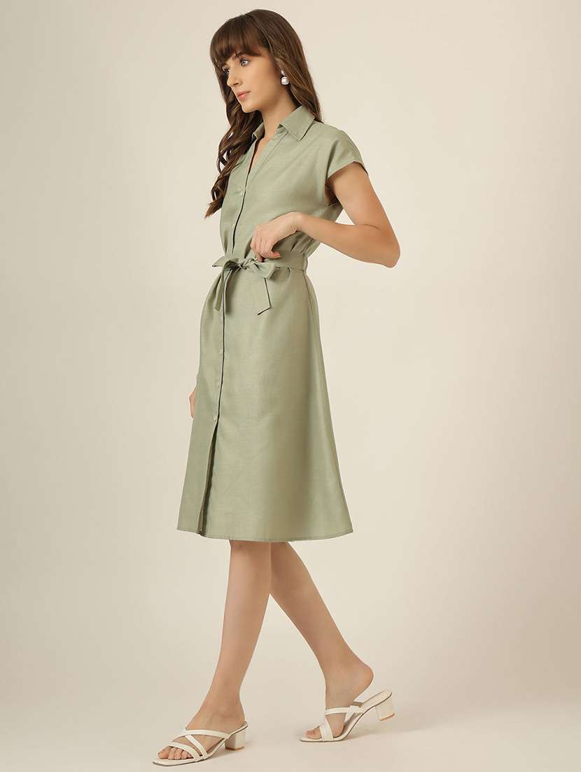 women solid short sleeve a-line dress - 22467482 -  Standard Image - 3