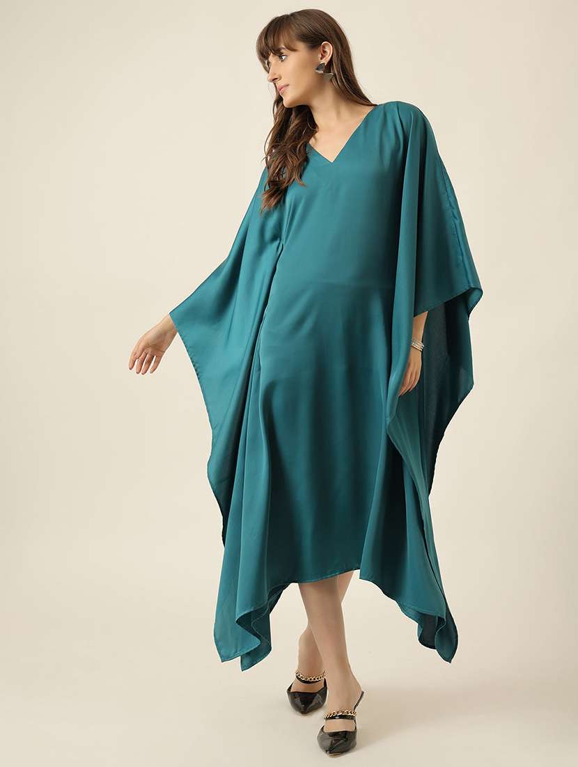 women solid kimono sleeve kaftan dress - 22467486 -  Standard Image - 3