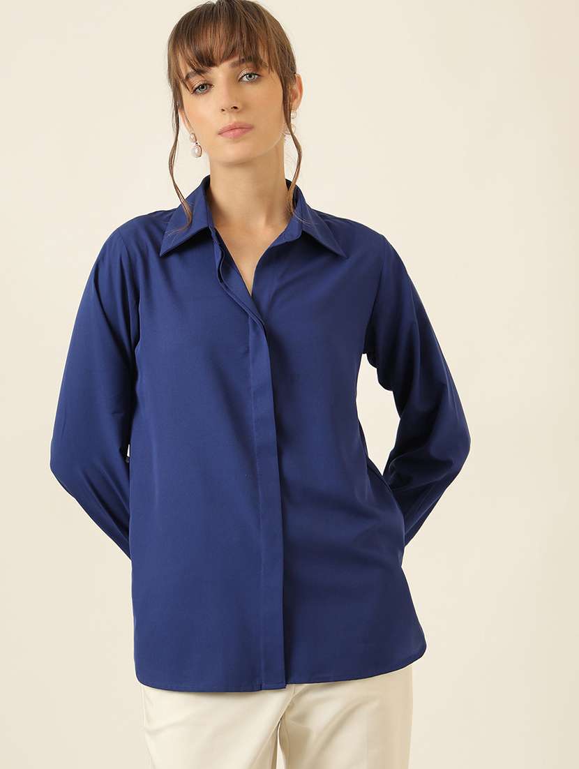 women solid long sleeve regualr fit shirt