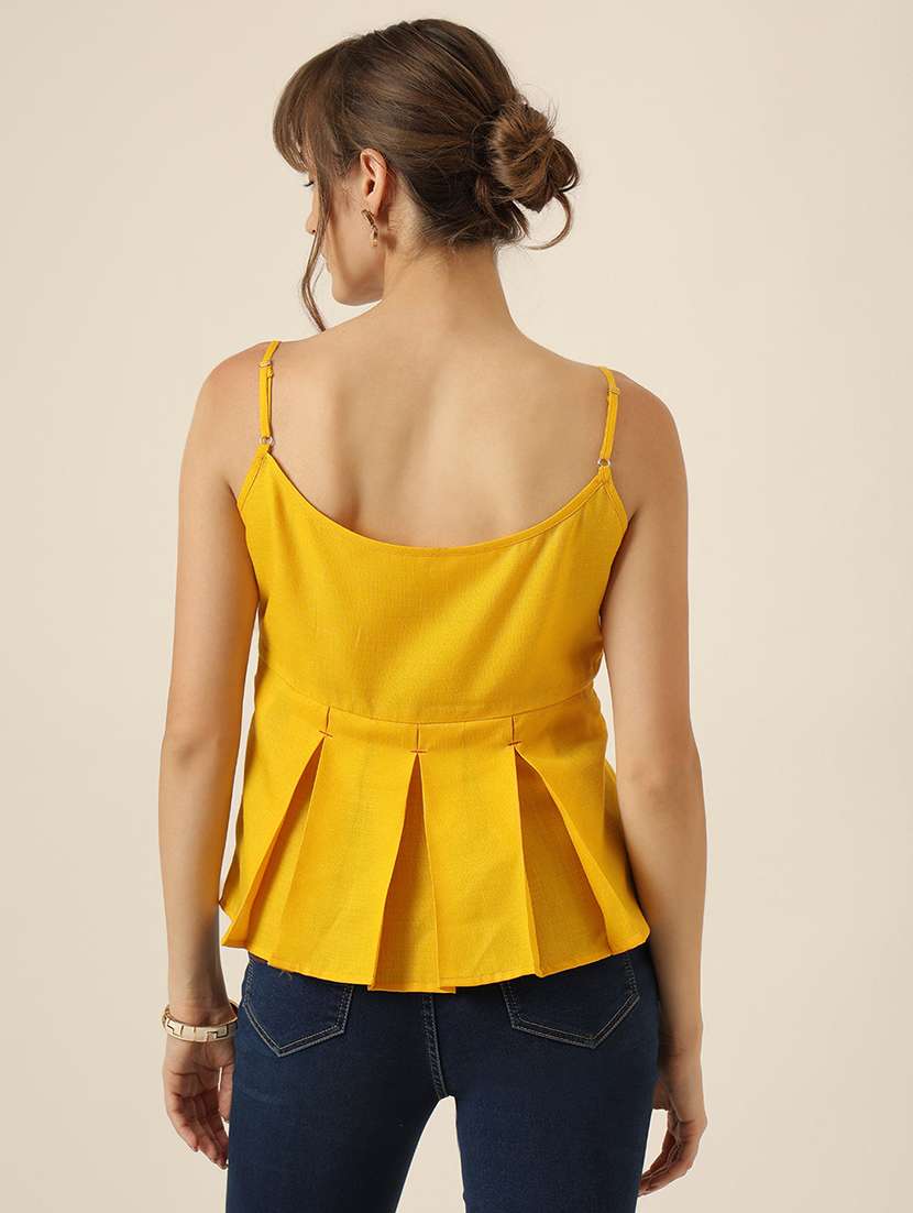 women solid shoulder strap peplum top - 22467496 -  Standard Image - 3