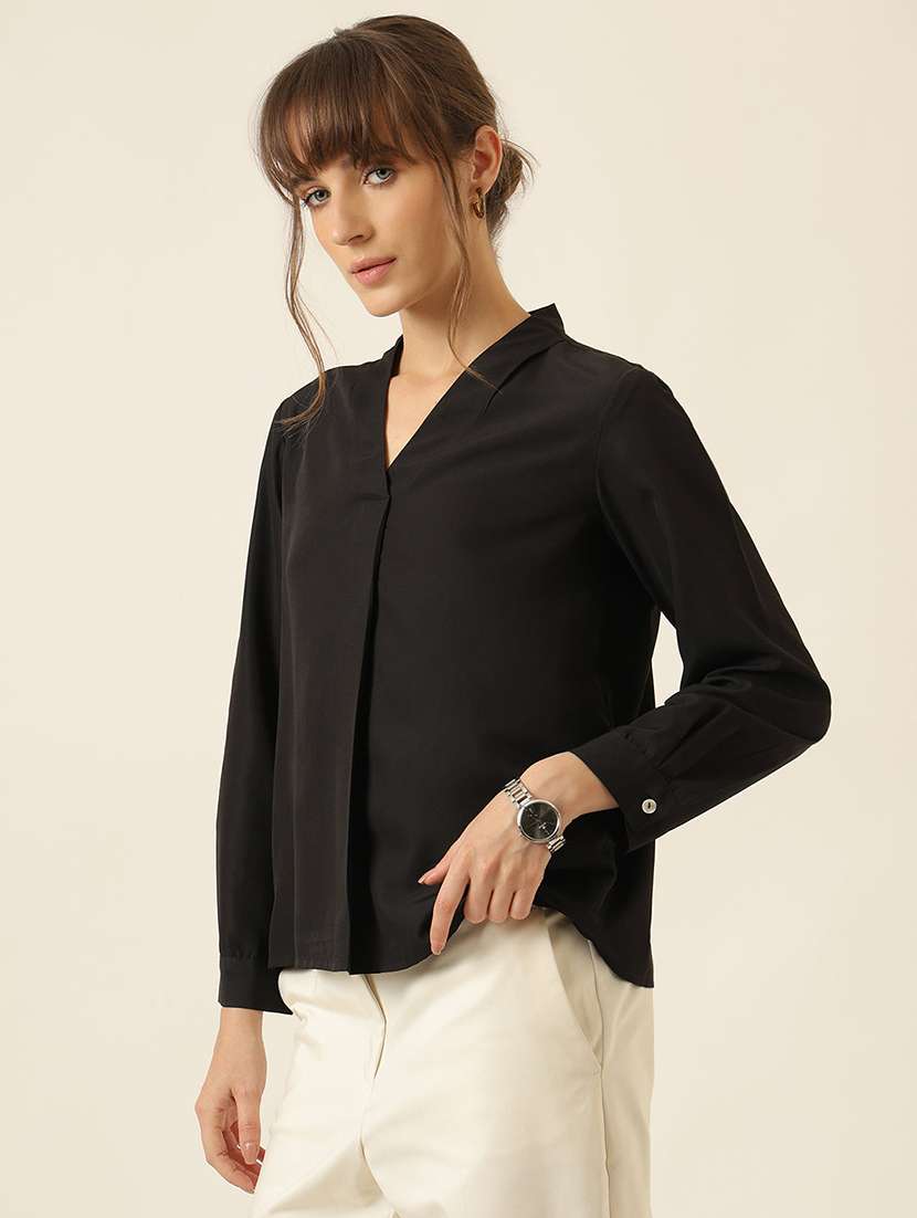 women solid long sleeve top  - 22467498 -  Standard Image - 3