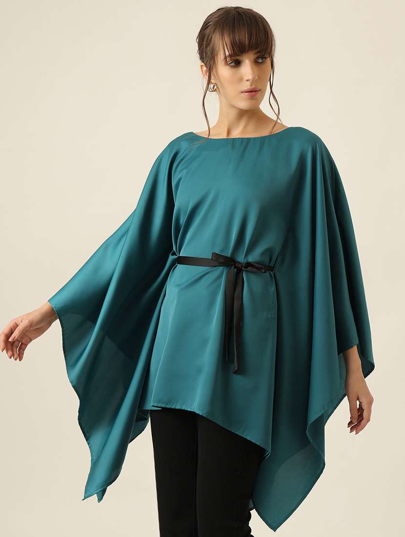 women solid kimono sleeve kaftan top