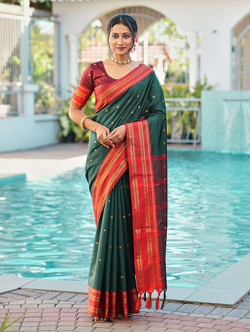 women green embellished saree with blouse