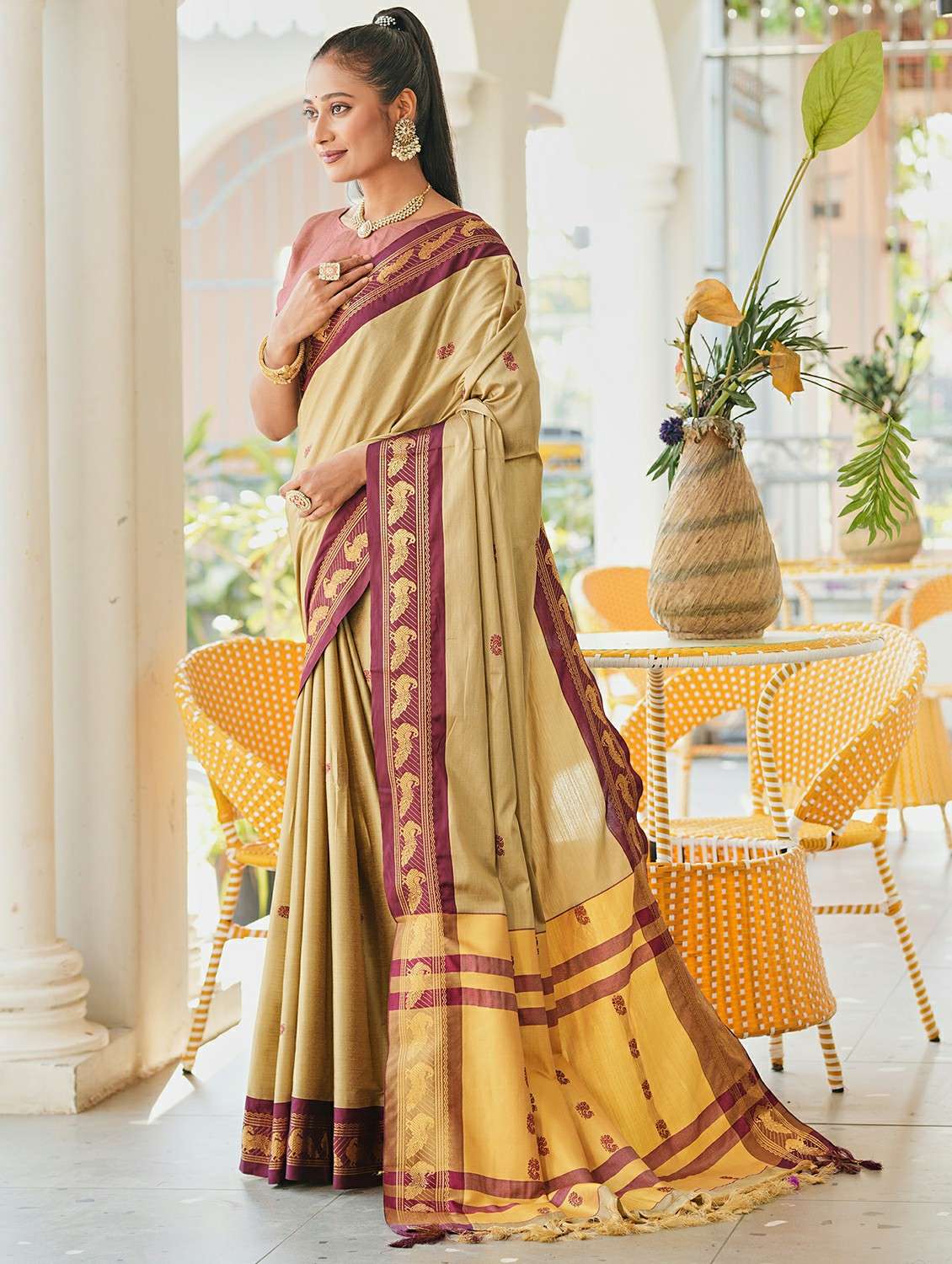 women self designed saree with attached blouse with blouse - 22467537 -  Standard Image - 3