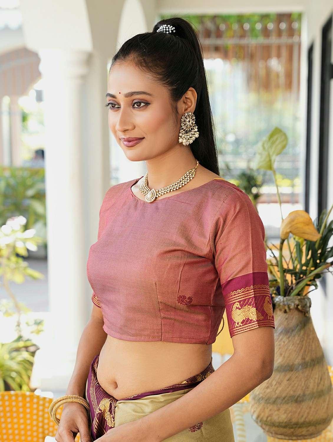 women self designed saree with attached blouse with blouse - 22467537 -  Standard Image - 5