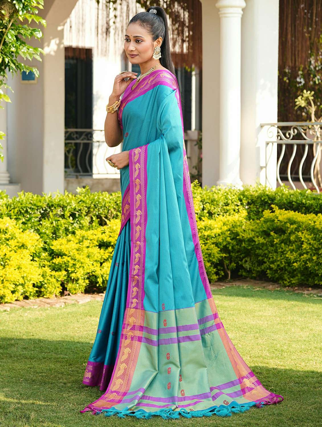 women self designed saree with attached blouse with blouse - 22467543 -  Standard Image - 3