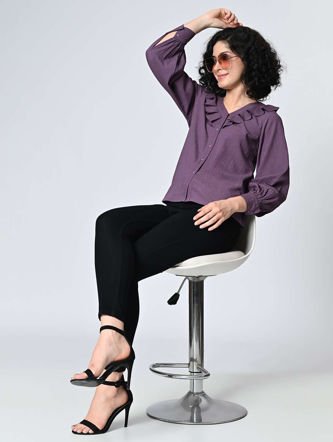 women solid purple polyester regular top - 22467615 -  Standard Image - 5