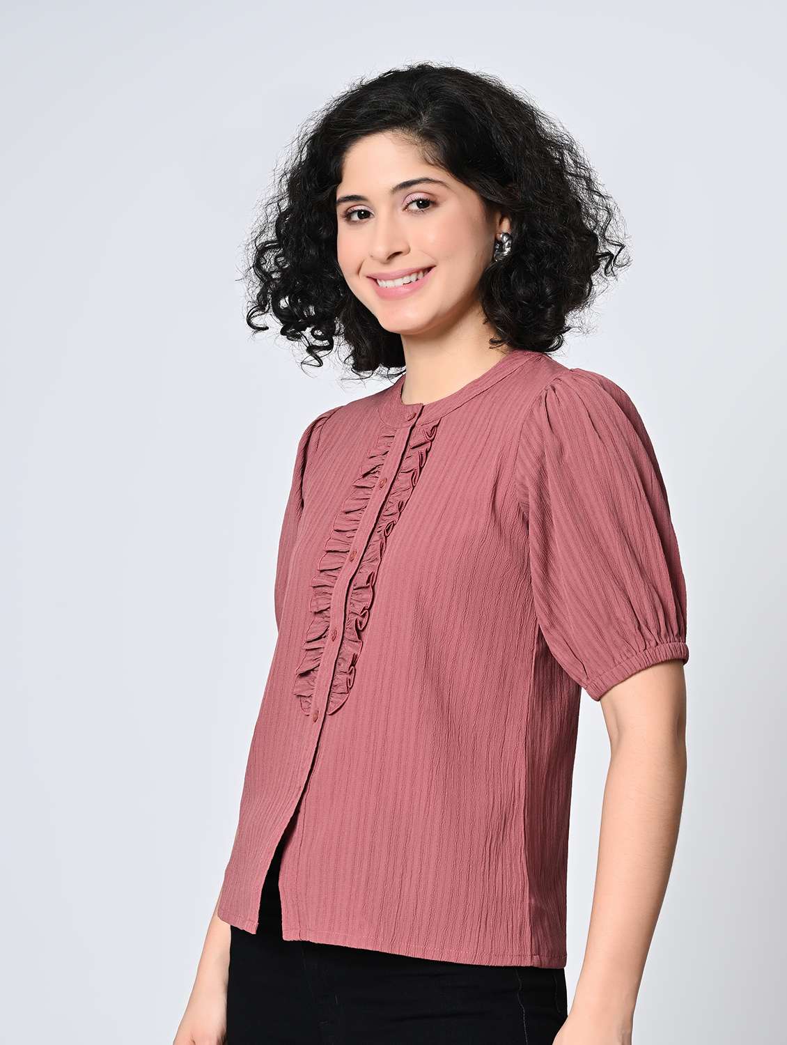 Women Solids Pink Polyester Regular Top - 22467619 -  Standard Image - 3