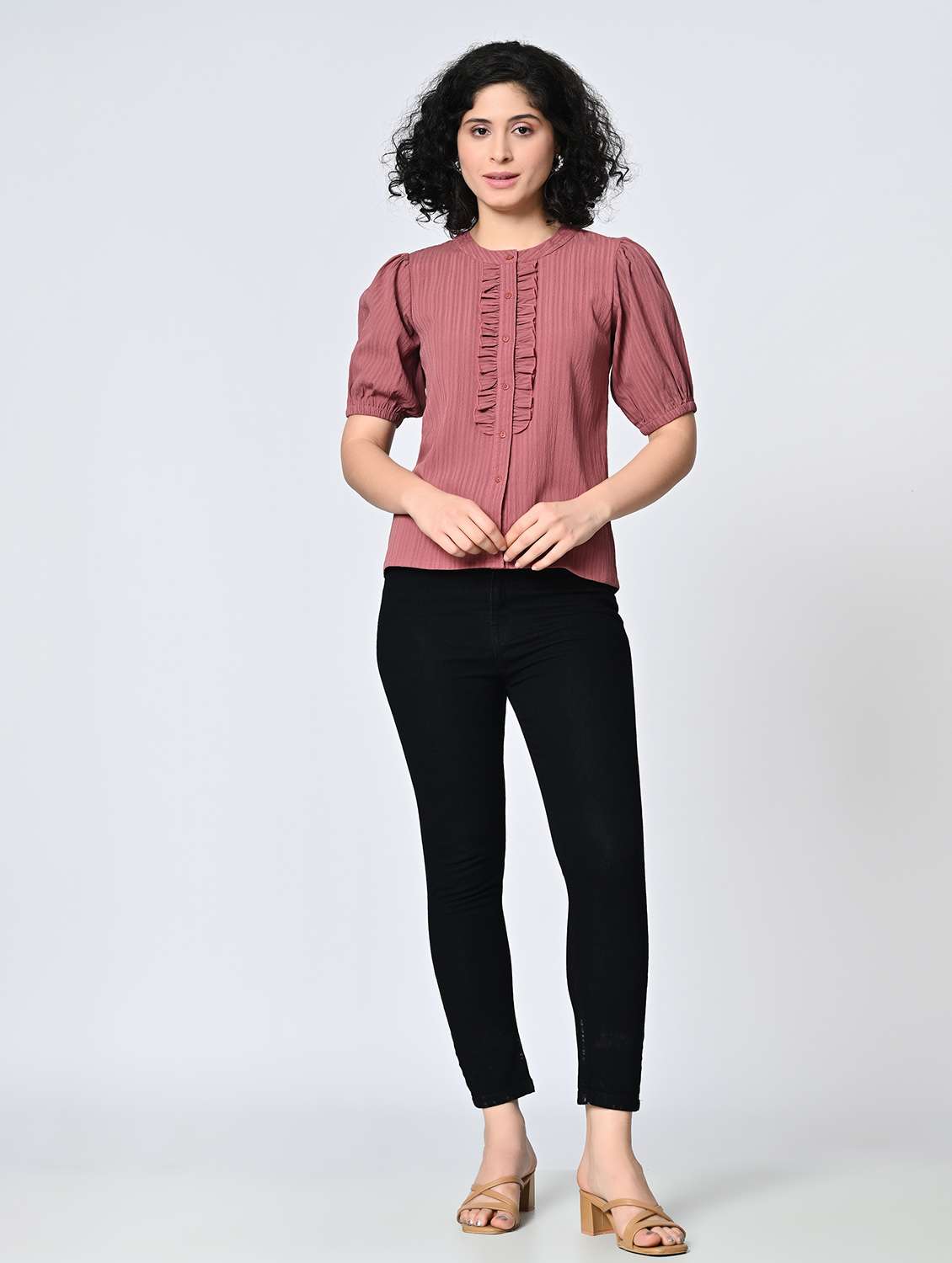 Women Solids Pink Polyester Regular Top - 22467619 -  Standard Image - 5