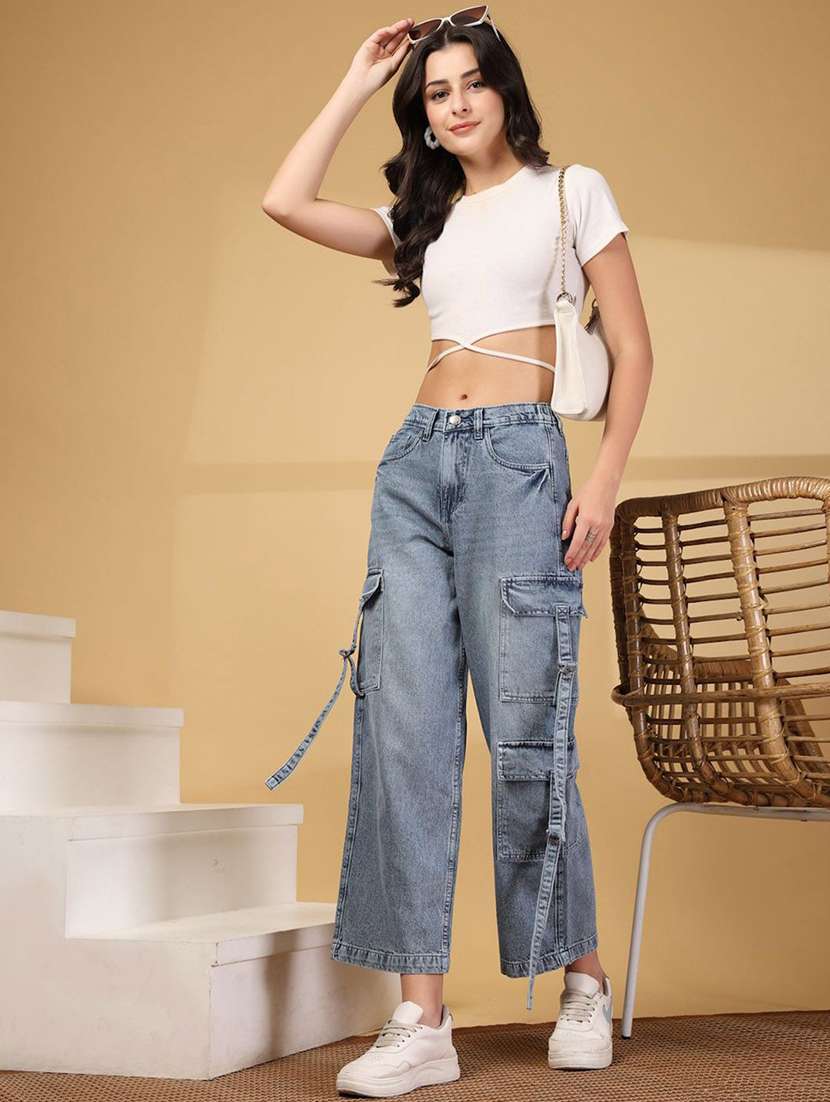 women blue cotton jean - 22467622 -  Standard Image - 5