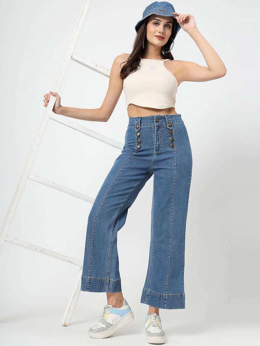 women blue cotton jean - 22467629 -  Standard Image - 5