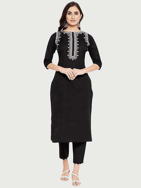 women black cotton blend top and trouser set