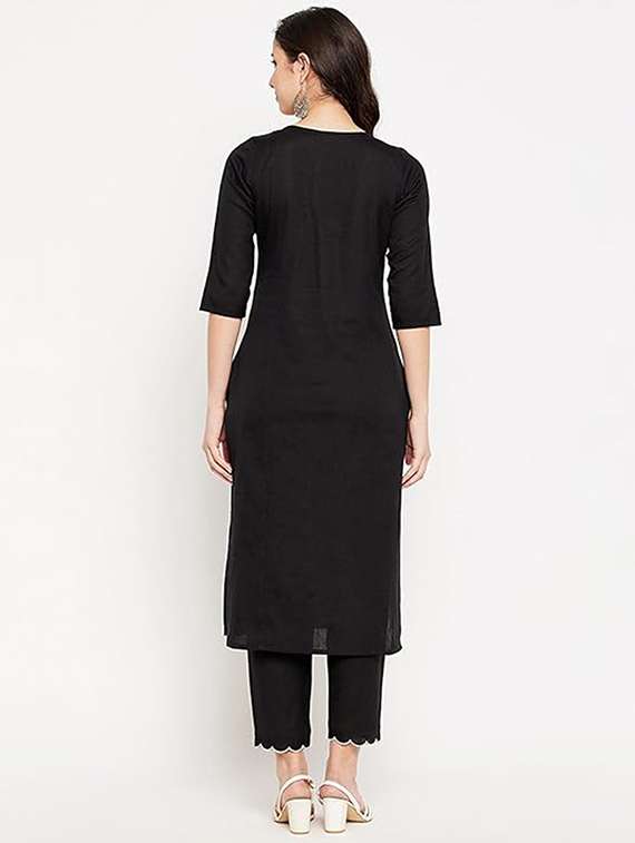 women black cotton blend top and trouser set - 22467630 -  Standard Image - 3