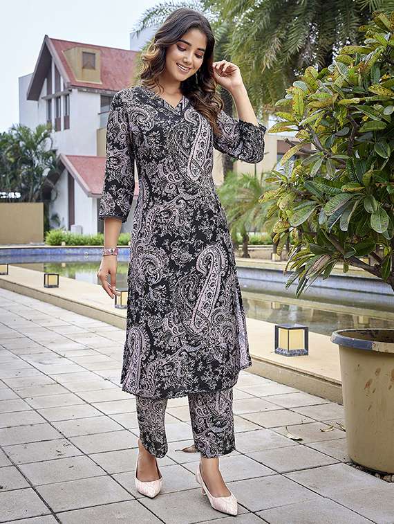 women black cotton blend top and trouser co-ord set - 22467638 -  Standard Image - 3