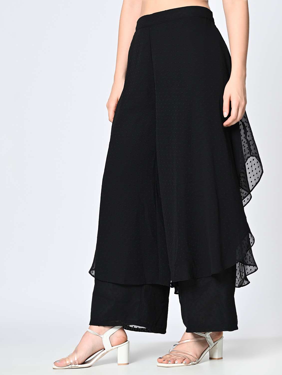 women black georgette palazzo - 22467648 -  Standard Image - 3