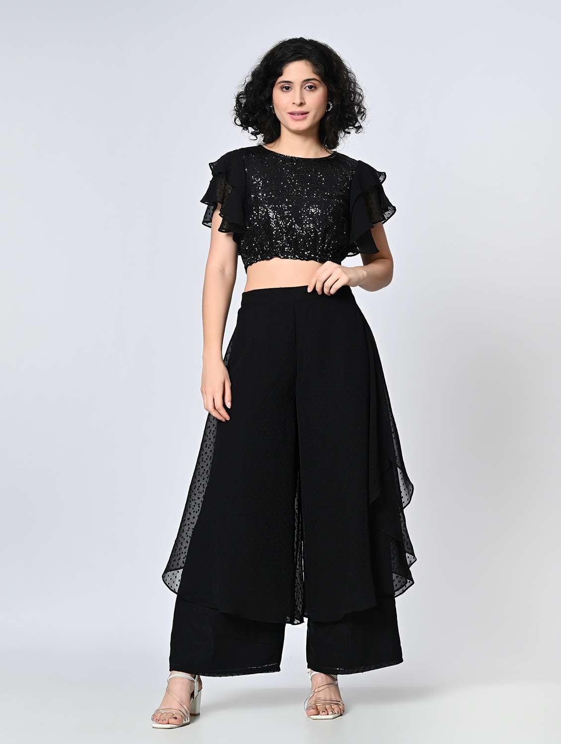 women black georgette palazzo - 22467648 -  Standard Image - 5