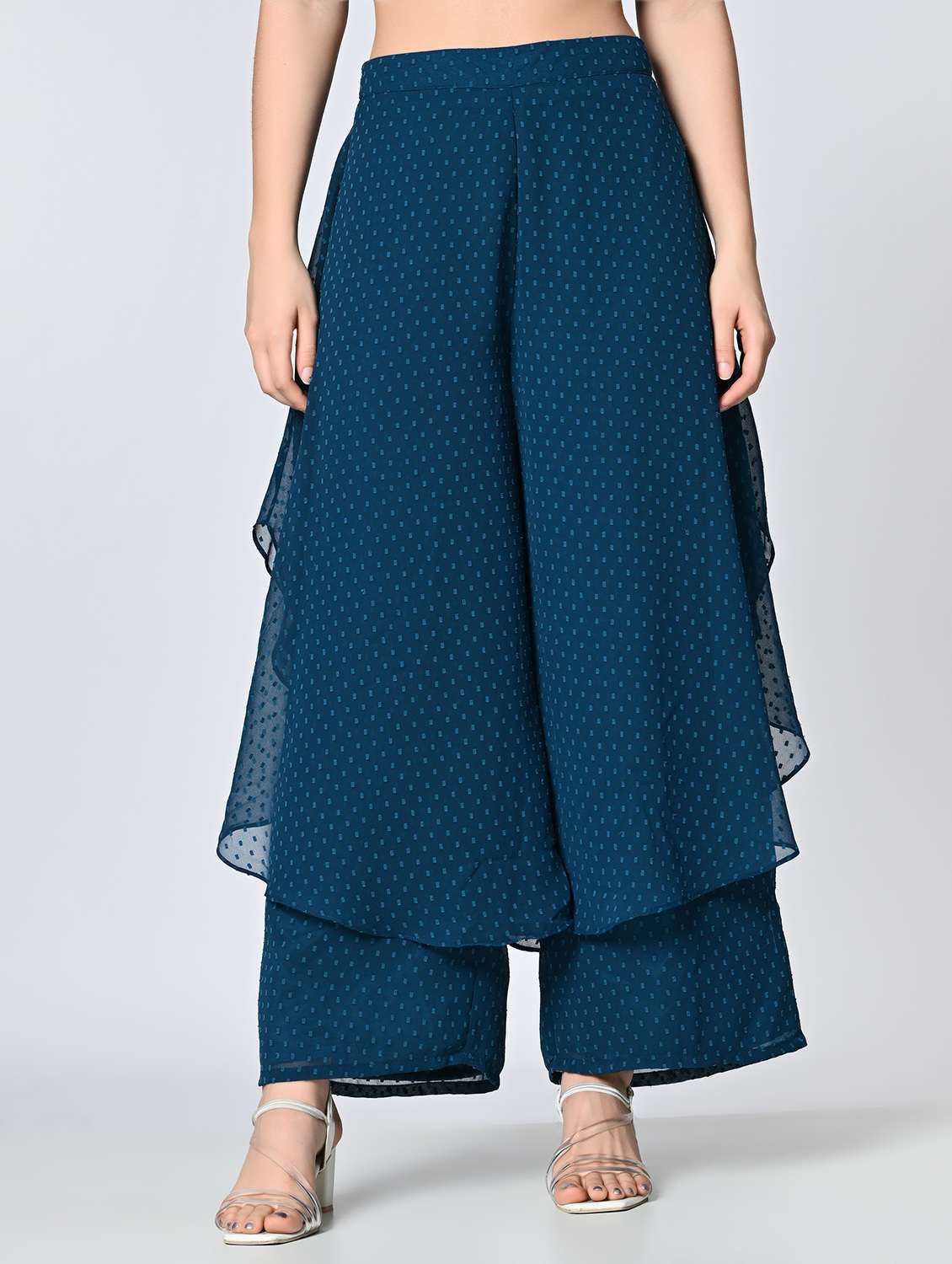 women teal georgette palazzo