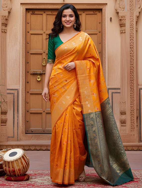 women banarasi saree with blouse