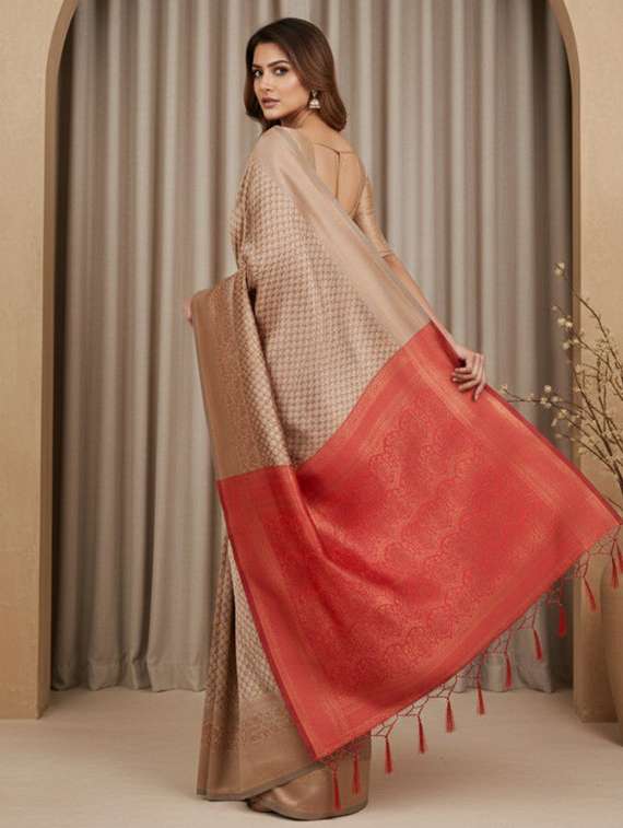 women self designed saree with attached blouse with blouse - 22467661 -  Standard Image - 3