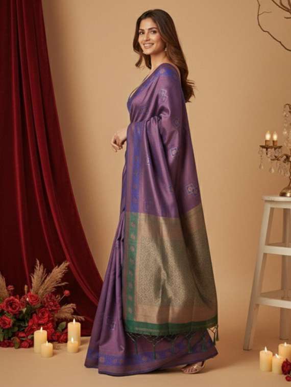 women self designed saree with attached blouse with blouse - 22467665 -  Standard Image - 3