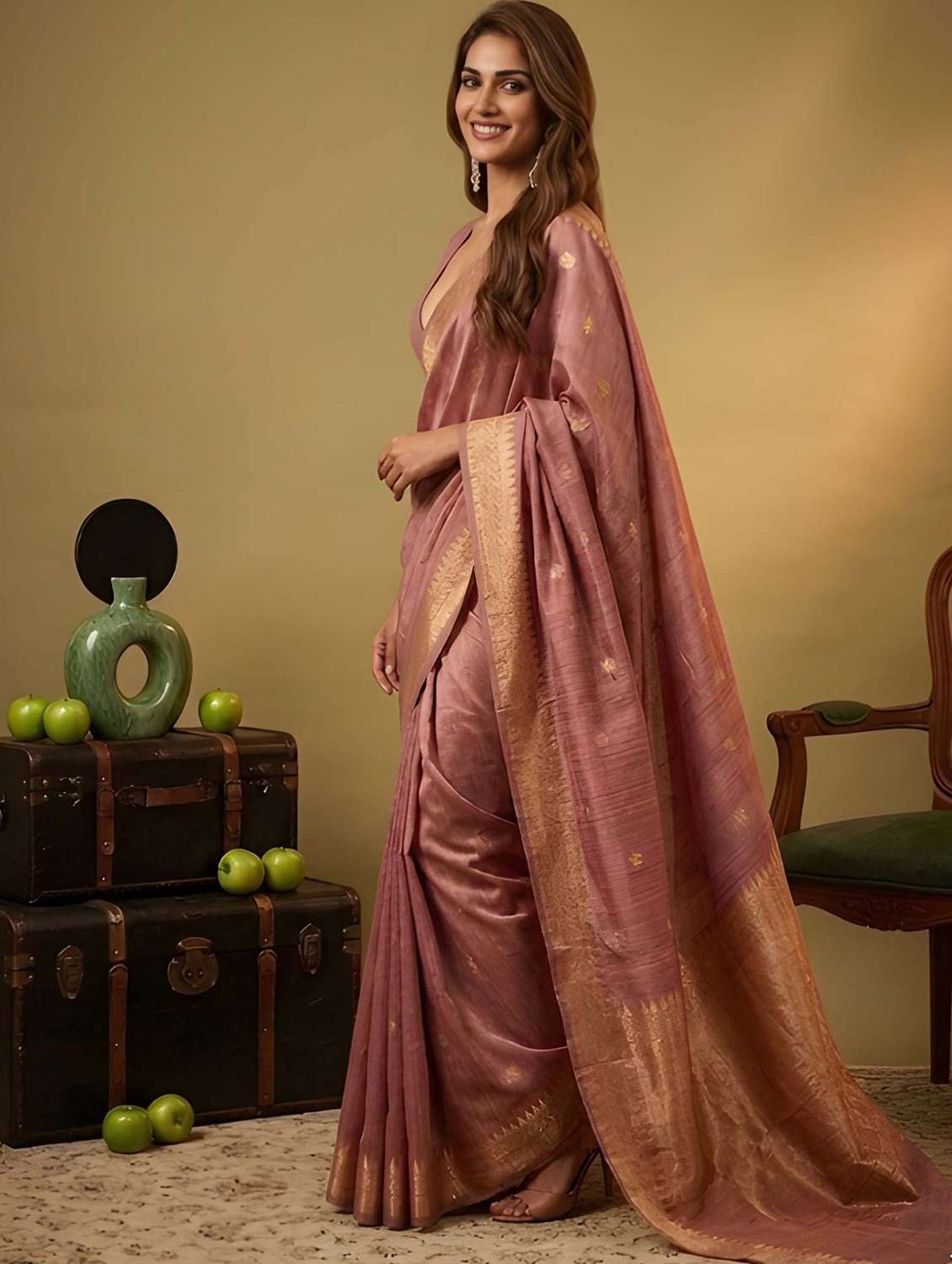 women self designed saree with attached blouse with blouse - 22467667 -  Standard Image - 3