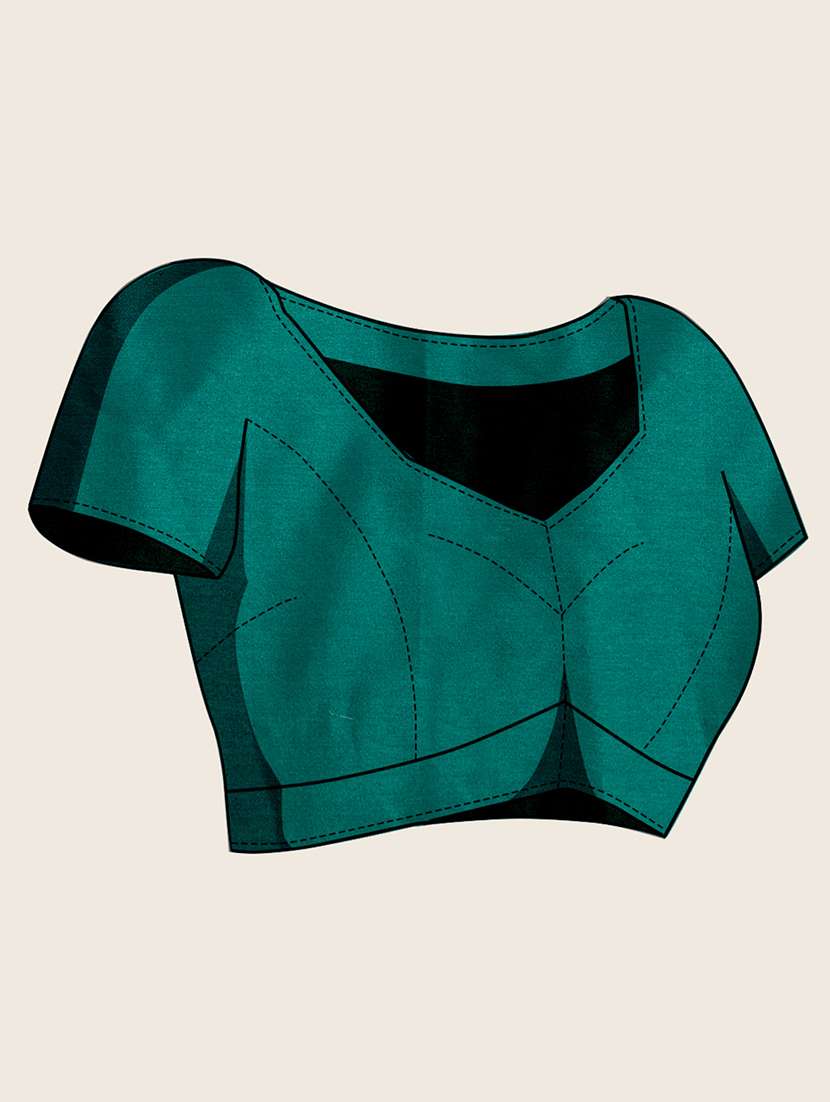 women turquoise embellished saree with blouse - 22467683 -  Standard Image - 5