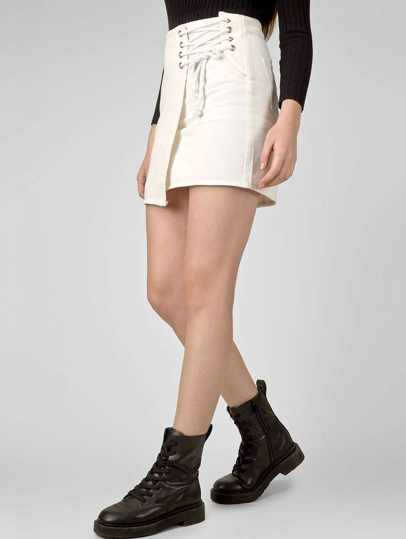 women white denim wrap skirt - 22467710 -  Standard Image - 3