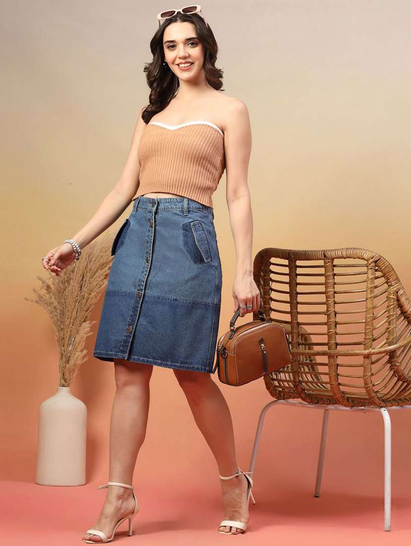 Women Blue Denim A-line Skirt - 22467714 -  Standard Image - 5