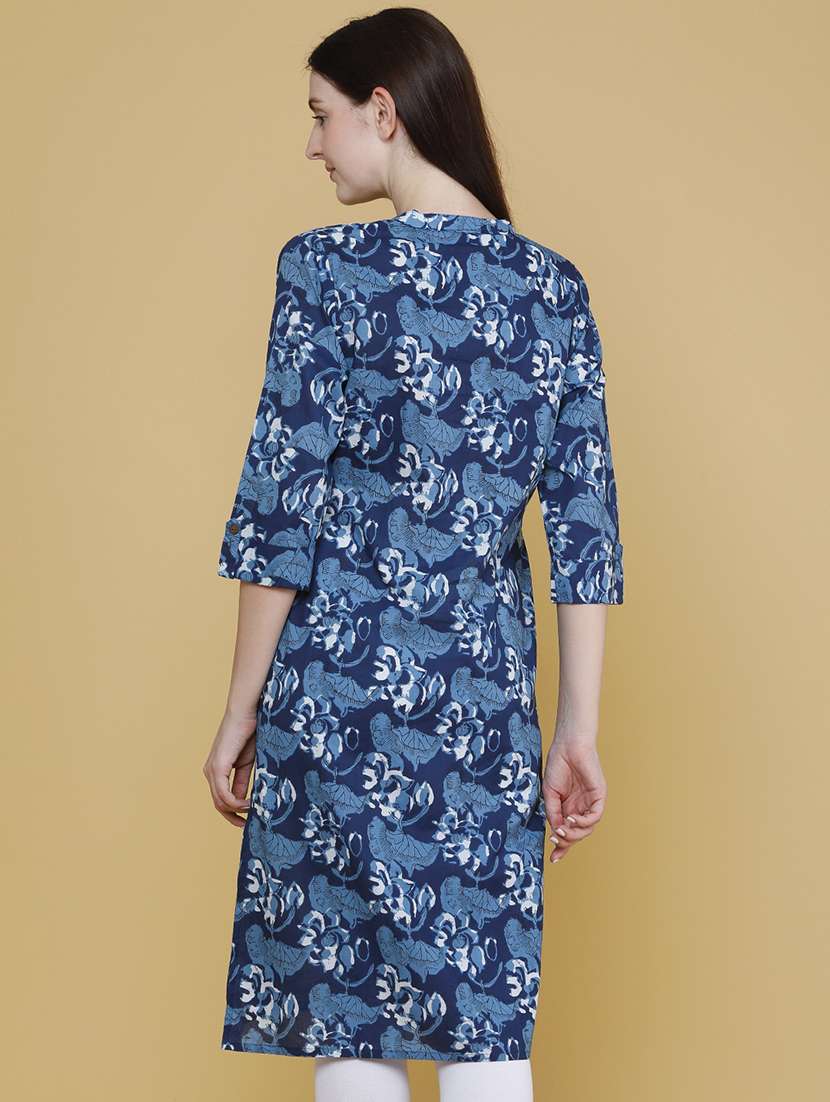 women printed three quarter sleeves straight kurta - 22467751 -  Standard Image - 5
