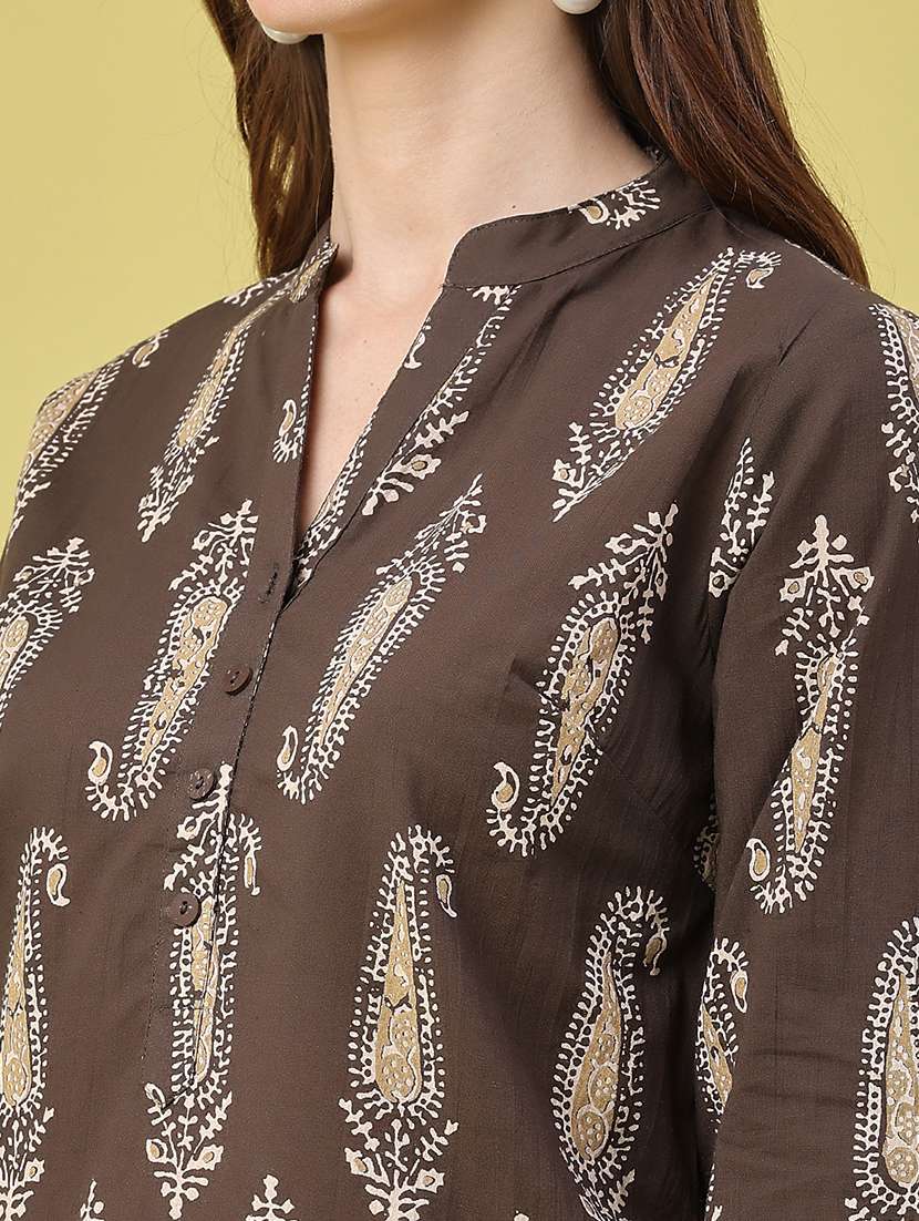 women printed three quarter sleeves straight kurta - 22467752 -  Standard Image - 5