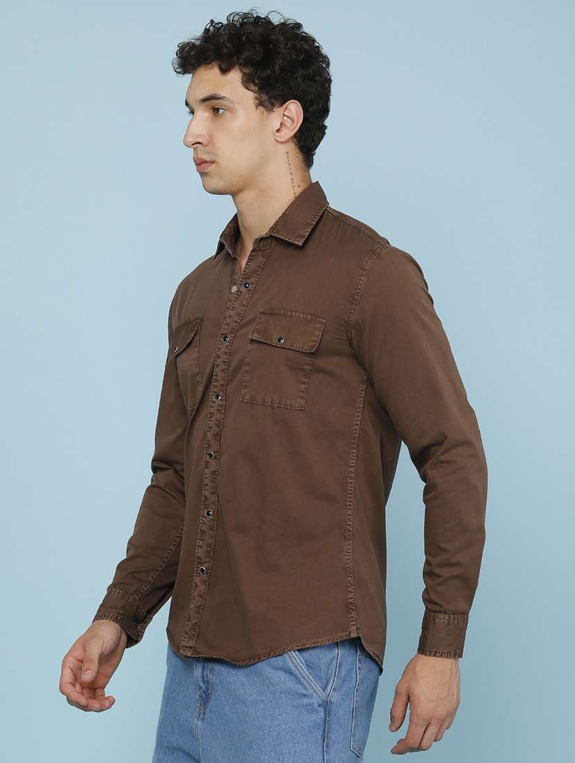 Men Solid Long Sleeve Slim Fit Casual Shirt - 22467781 -  Standard Image - 3