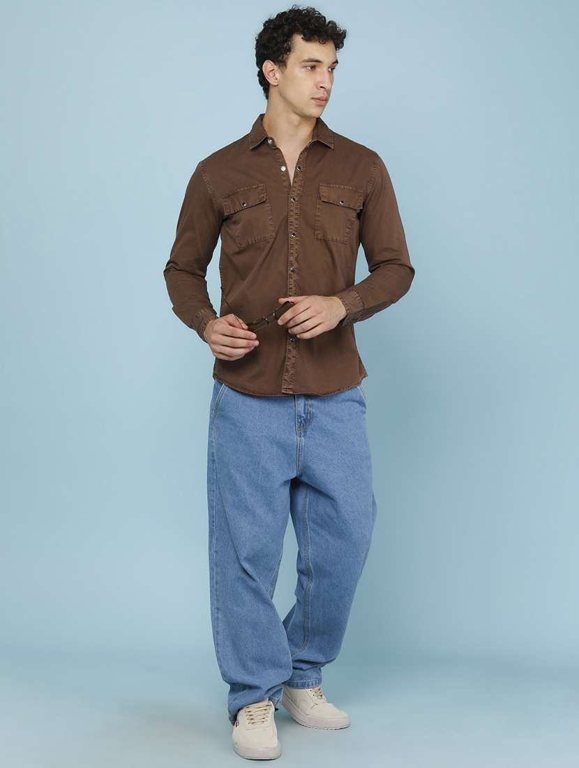 Men Solid Long Sleeve Slim Fit Casual Shirt - 22467781 -  Standard Image - 5